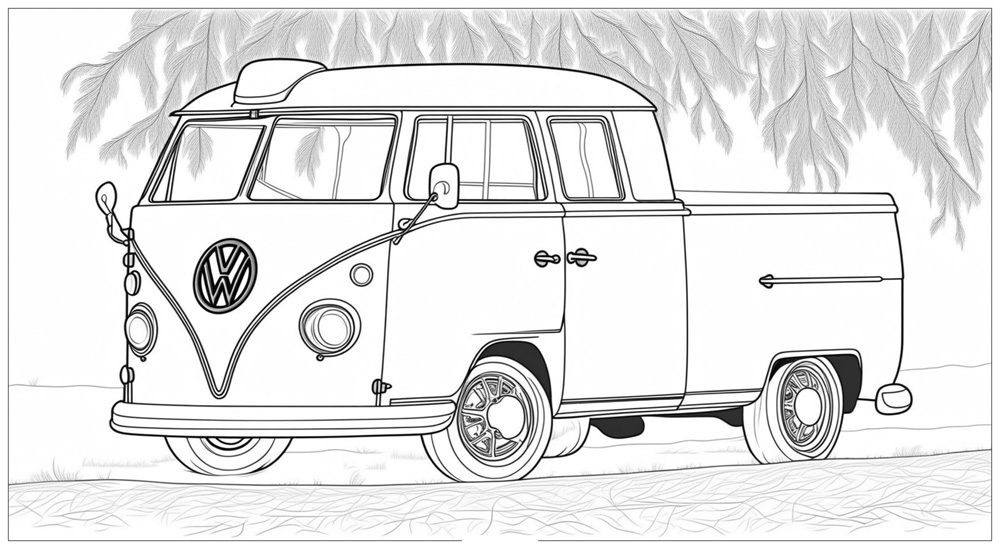 Volkswagen coloring book with VW bus pics