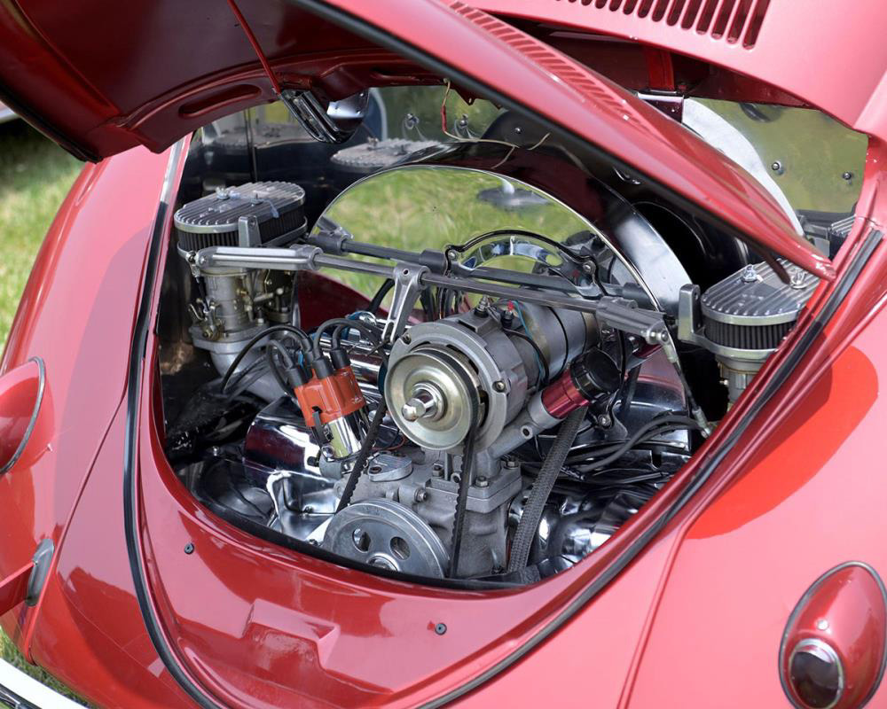 VW Flat Four Engine shines in the sun