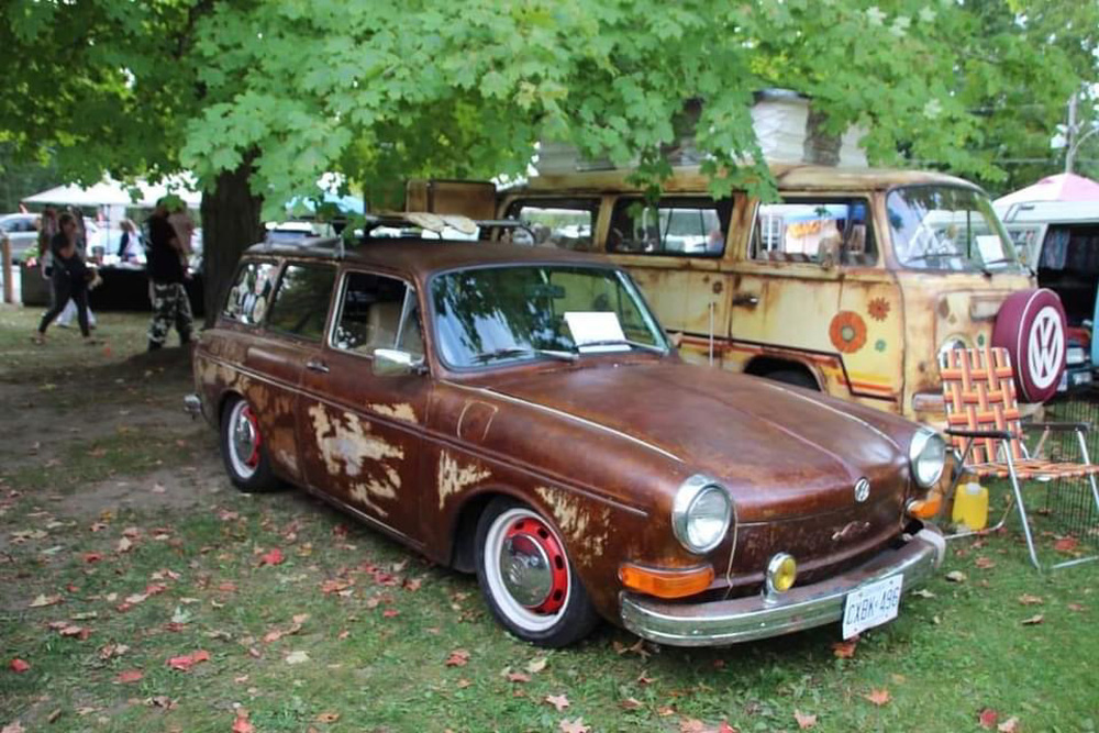 VW Squareback beside a VW bus that we featured here