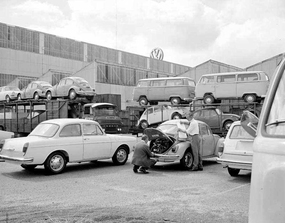 An assortment of Volkswagens outside the Volkswagen Australasia factory in Clayton, Victoria